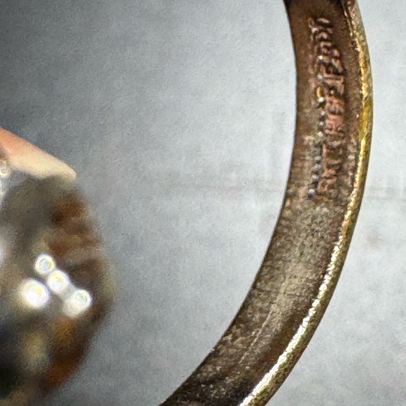 Silver tone blue and clear stones ring sz 6 - Picture 9 of 16